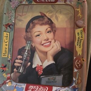 Coca-Cola Retro Metal Tray with Red Accents